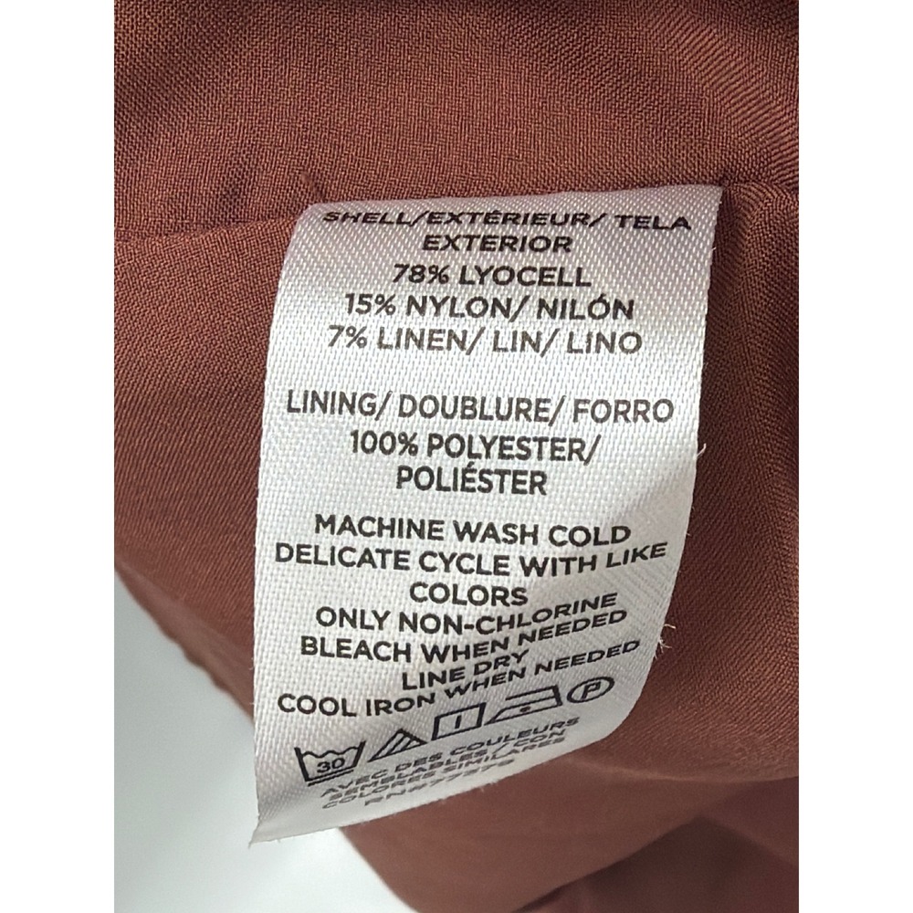 Ann Taylor Factory Womens Brown Floral Lyocell Linen Button Front‎ Midi Dress 14 - Picture 6 of 8